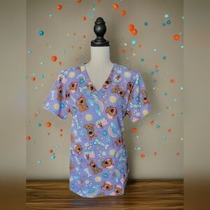 Scooby Doo "Puppy Love" CUTE Scrub Top Sz L NEW